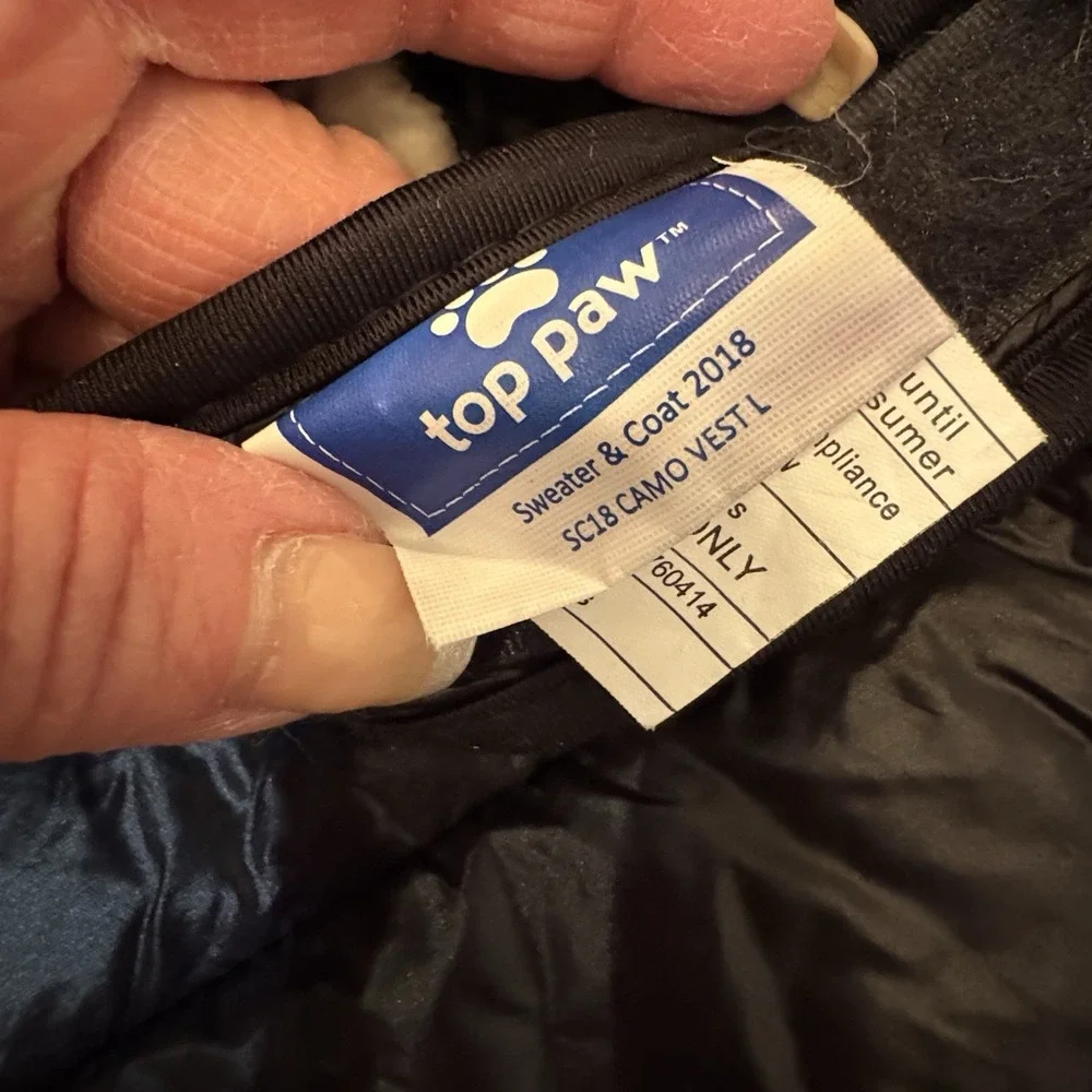 Top‎ Paw Dog Puffy Rain Sweater And Coat Jacket Camouflage Large